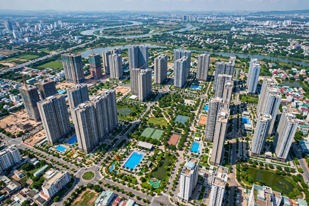 Toàn cảnh khu chung cư Hà Nội từ trên cao